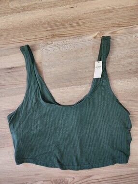 NWT aerie Ribbed Scoop Crop Tank - Forest Green
